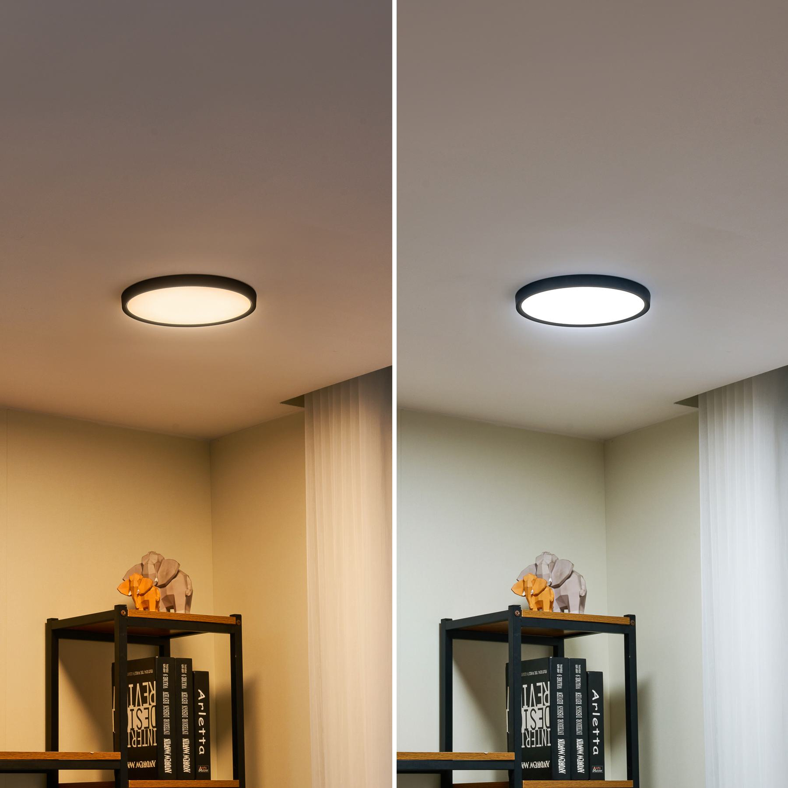 Lindby Smart LED-Deckenleuchte Pravin, Ø 23 cm, CCT, schwarz