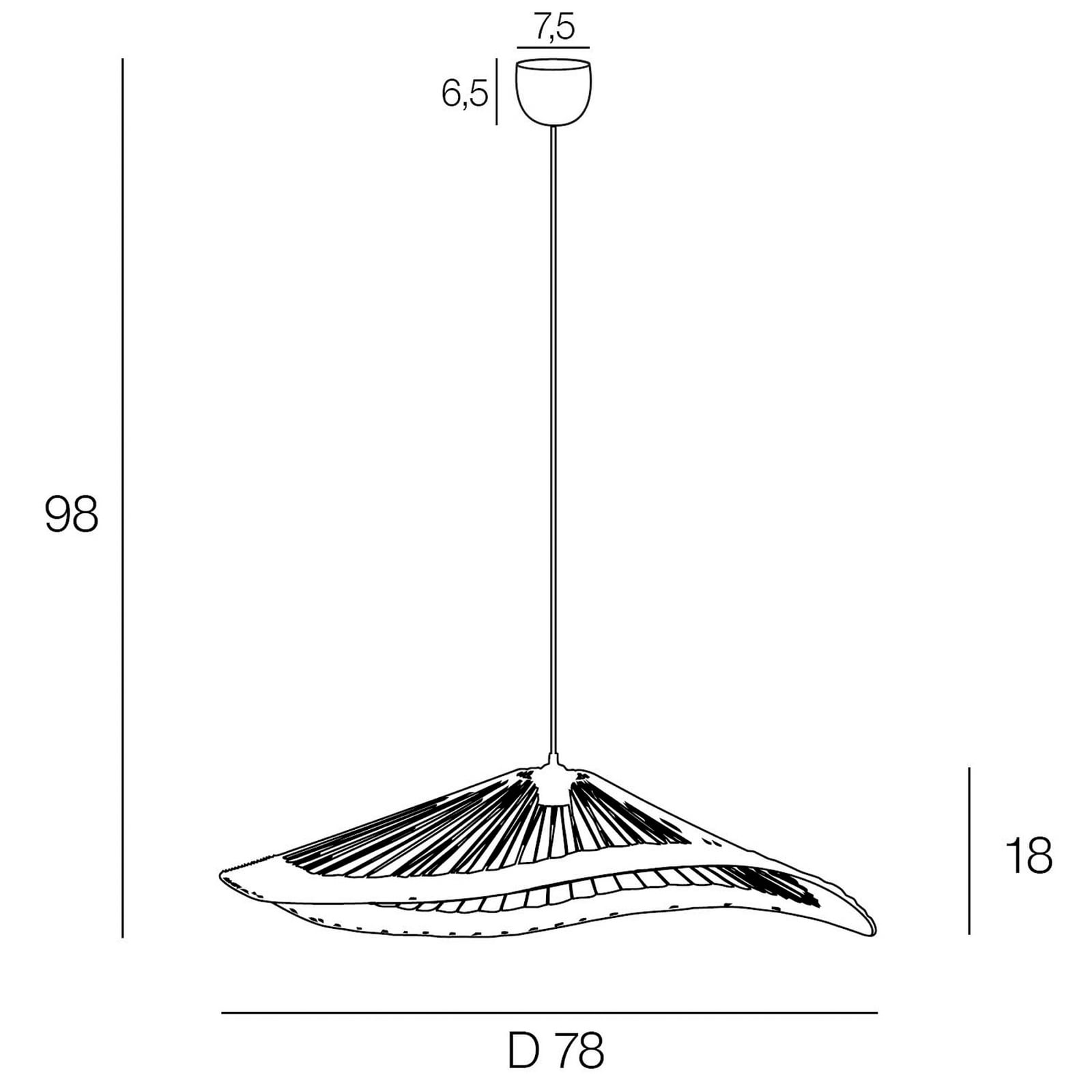 Lampada a sospensione Mekong nera, altezza 18 cm - COREP SAS