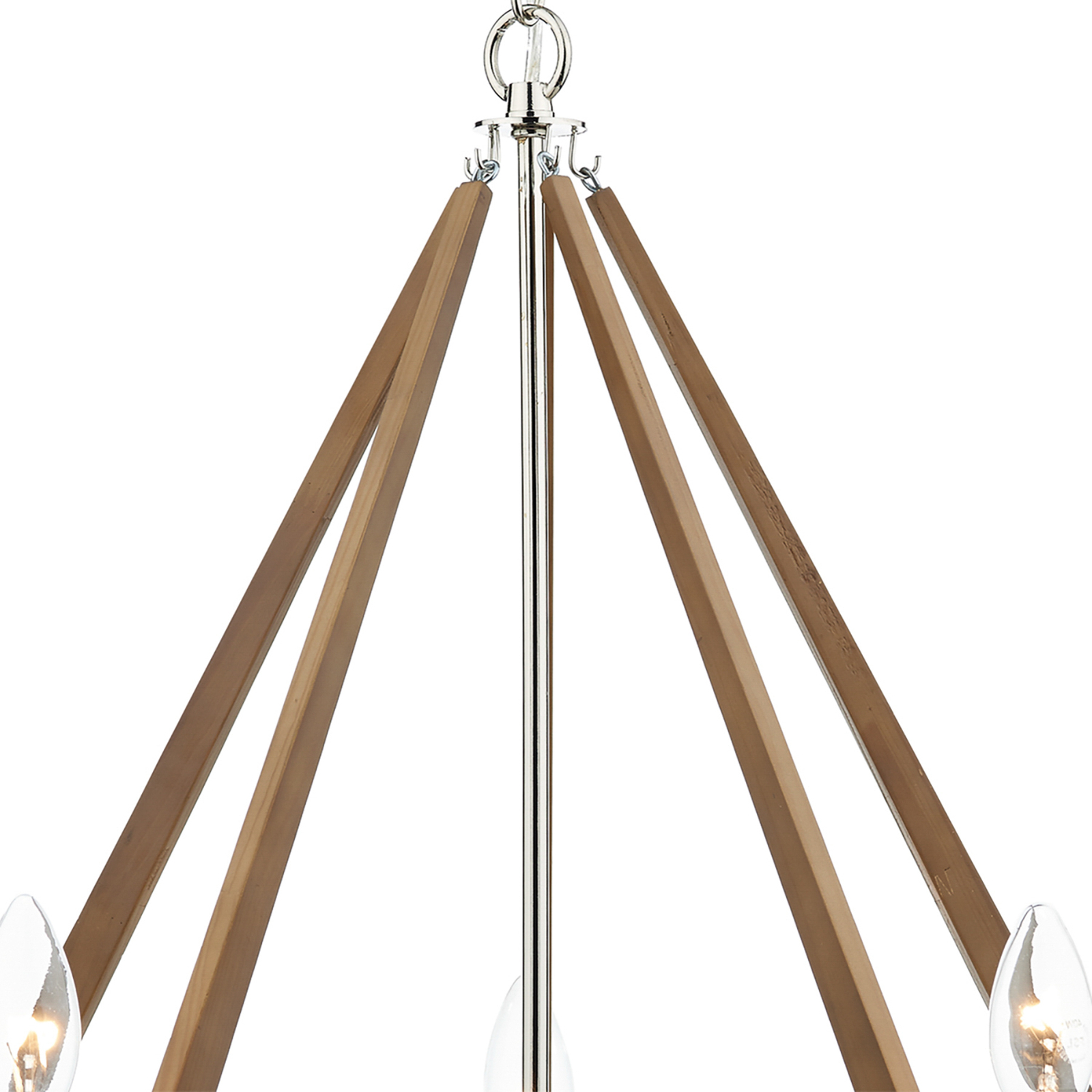 Hotel pendant light in nickel with wooden details