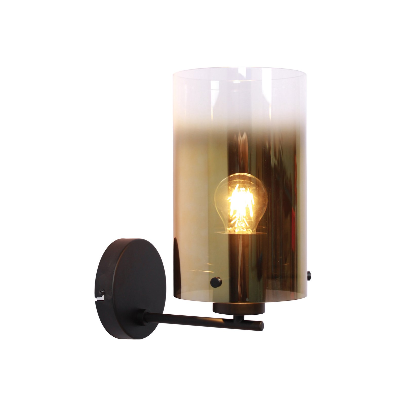 Ventotto wall lamp, black/gold, width 15 cm, metal/glass