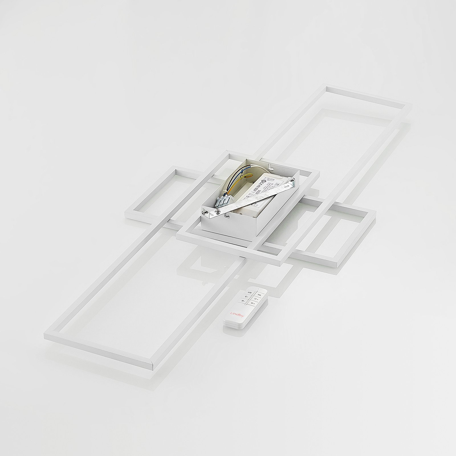 Lindby LED-Deckenleuchte Caitlin, weiß, CCT, Fernbedienung