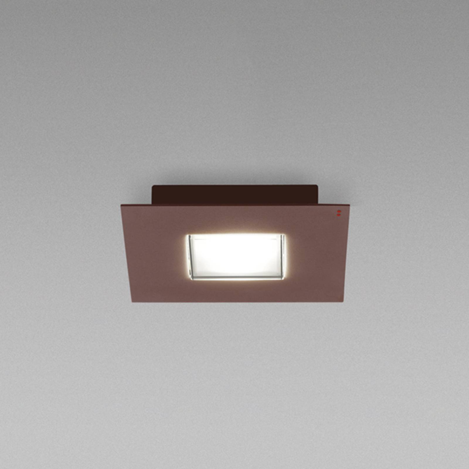 Fabbian Plafoniera LED Quarter con bordo marrone