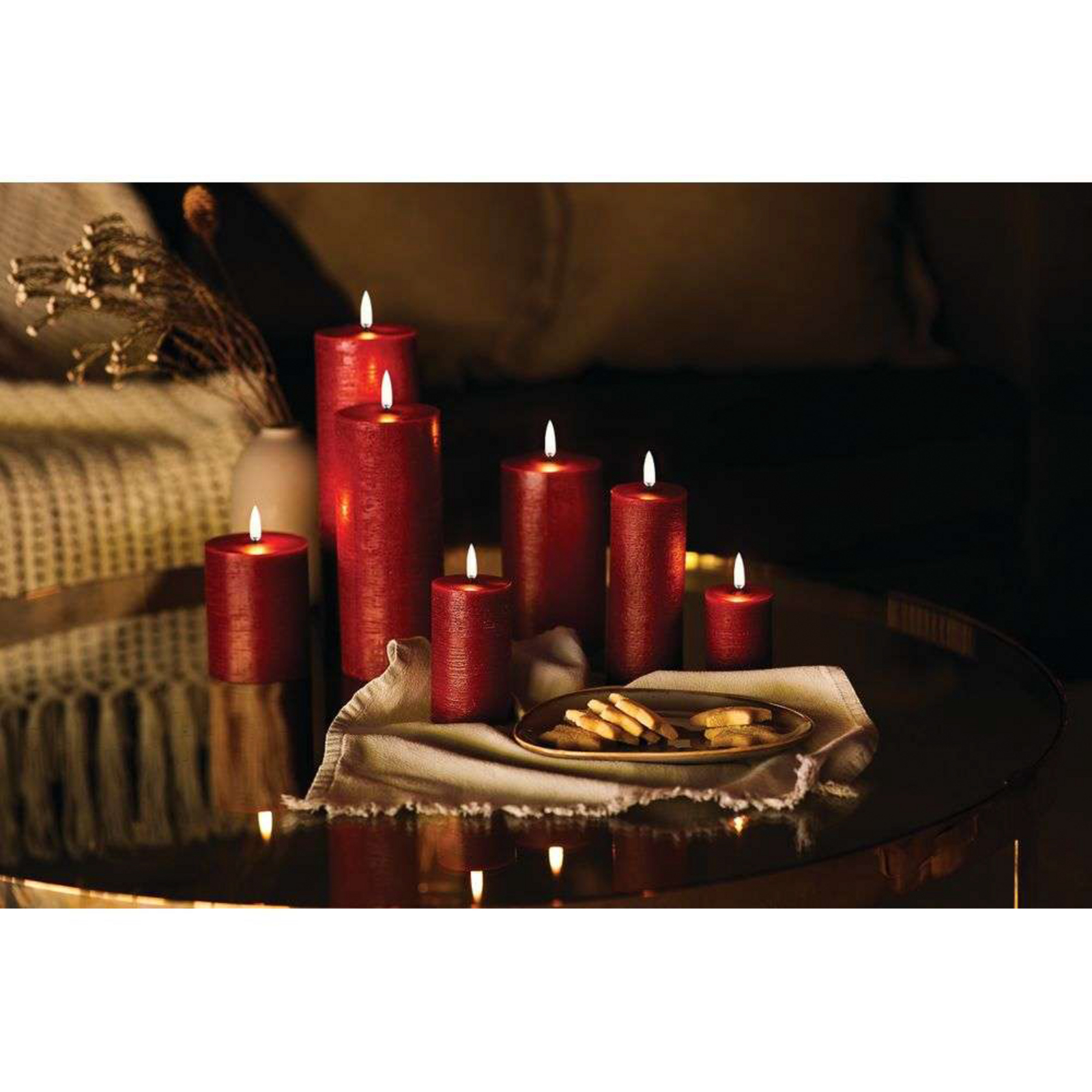 Pillar Candle LED 7,8 x 10,1 cm Rustic Carmine Red - Uyuni Lighting