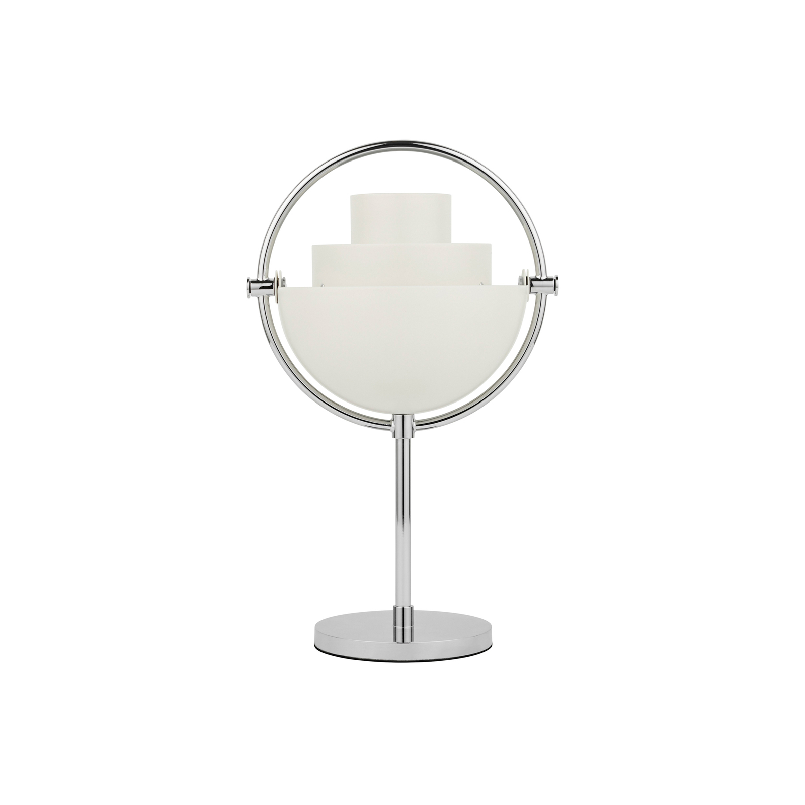 GUBI Multi-Lite laetav laualamp, kõrgus 30 cm, kroom/valge