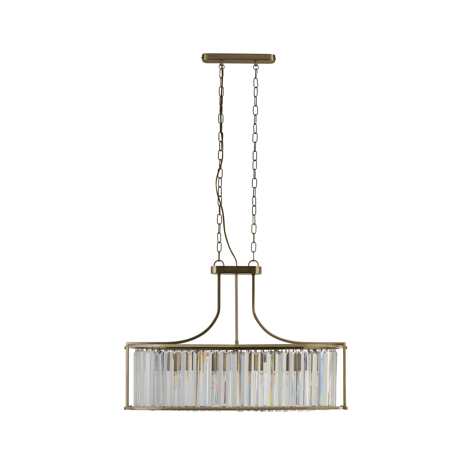 Victoria hanging light, brass-coloured, crystal glass, 78 cm, E27