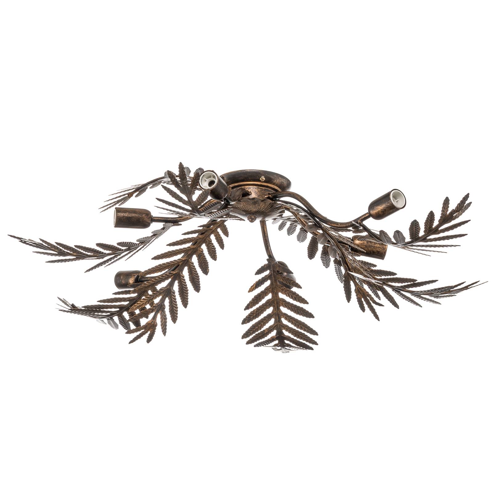 Onli Lighting - Onli felce 6 Light Feather Multi Arm Halbbündige Deckenleuchte Bronze