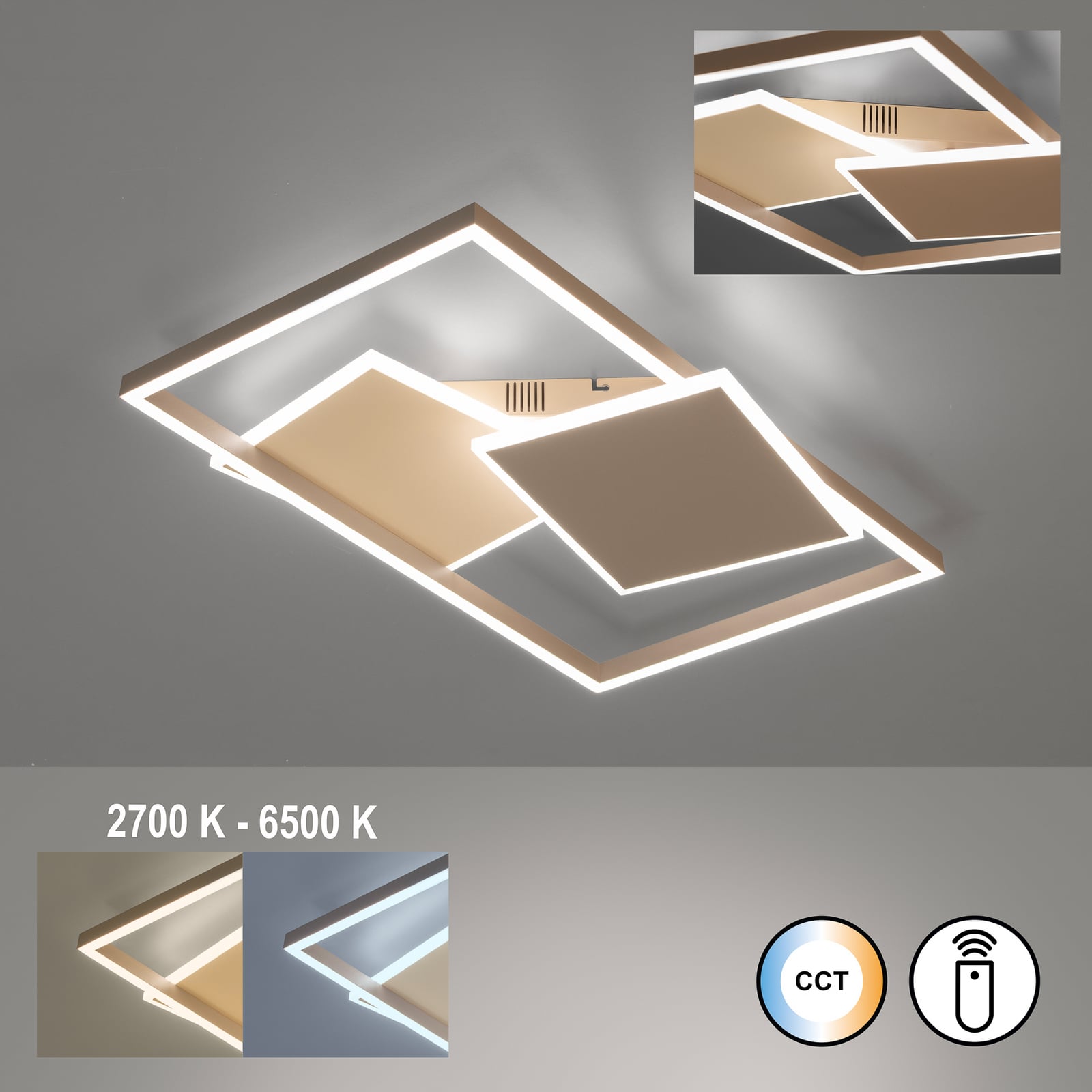 LED-Deckenlampe Arido, Breite 41 cm, sand/greige Metall CCT LED-Deckenlampe Arido, Breite 41 cm, sand/greige Metall CCT