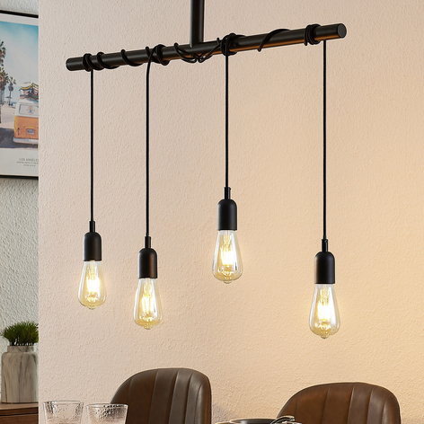 Lindby Kravos hanging lamp 4-bulb, black