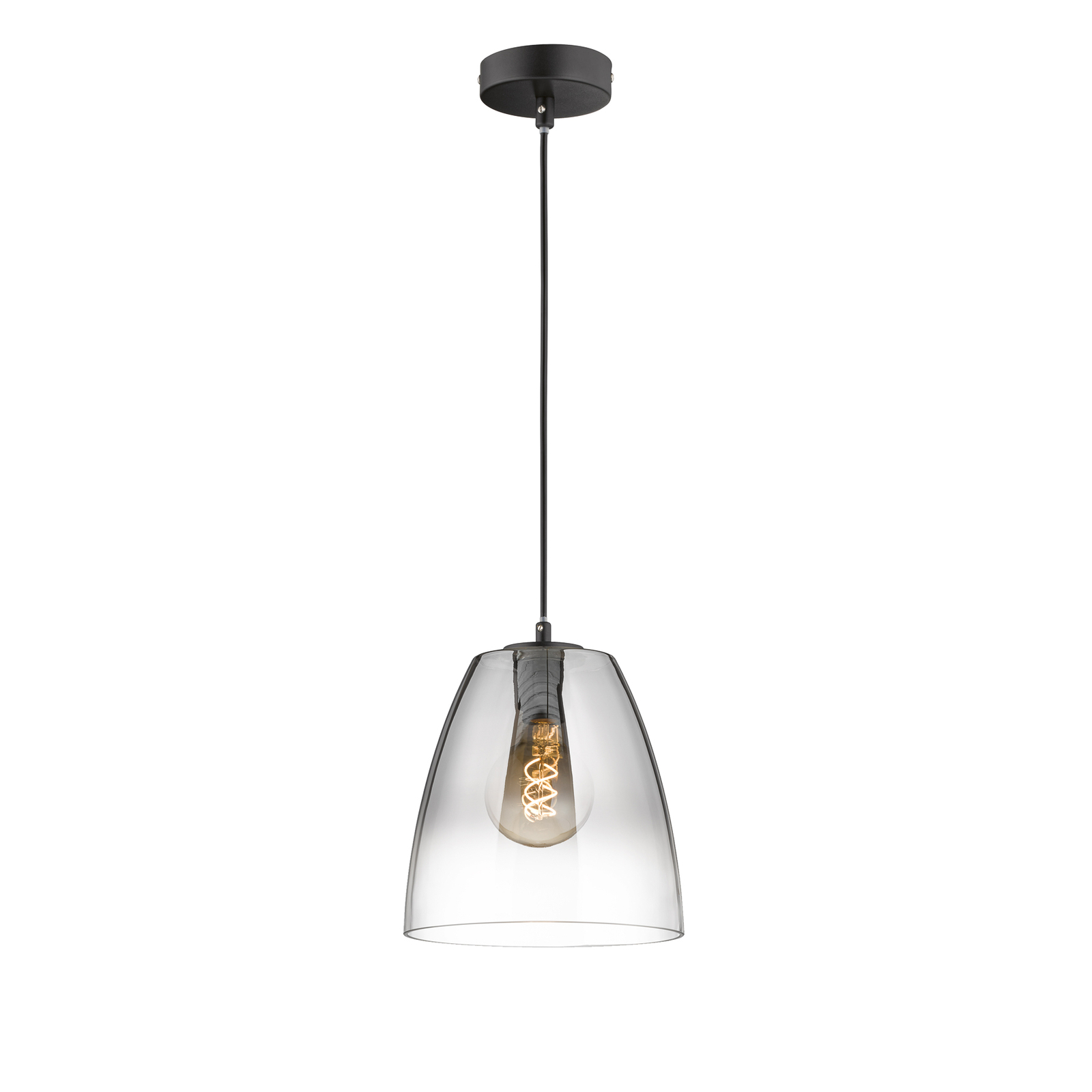 Hanglamp Miro 1-lamp glas rookgrijs/helder Ø20cm