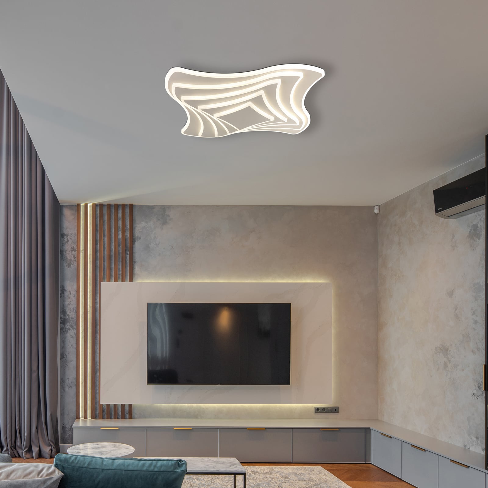 LED plafondlamp Octavio, zandkleurig, metaal, CCT, dimbaar