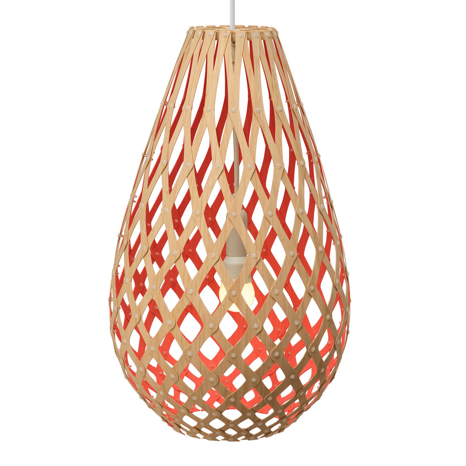 david trubridge Koura pendellampa 50 cm bambu-röd