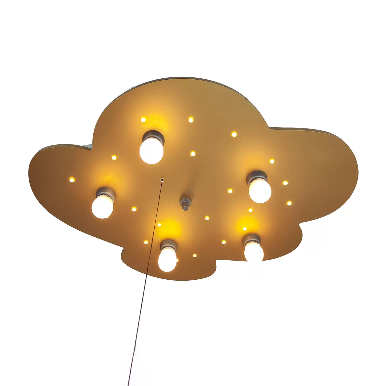 Deckenlampe Wolke, gold, LED-Punkte 20 5-flammig
