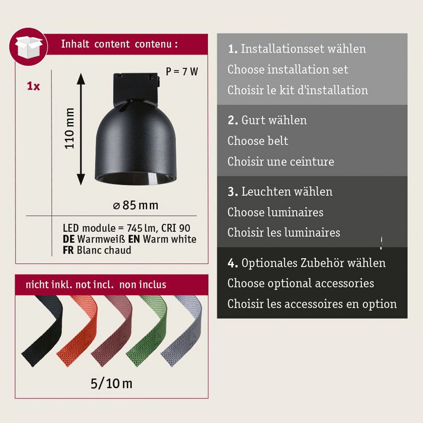 Paulmann ULine LED spot Ronde, black, 3,000 K