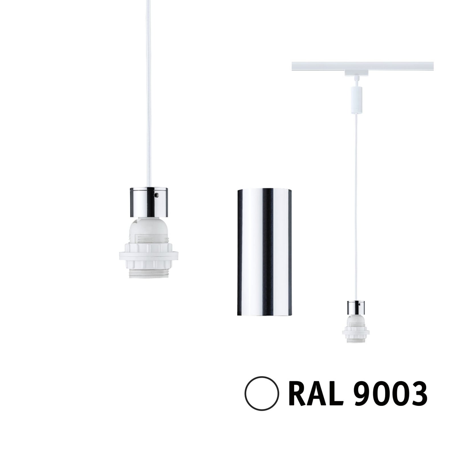 Paulmann URail hanglamp 2Easy, signaalwit, metaal, E27
