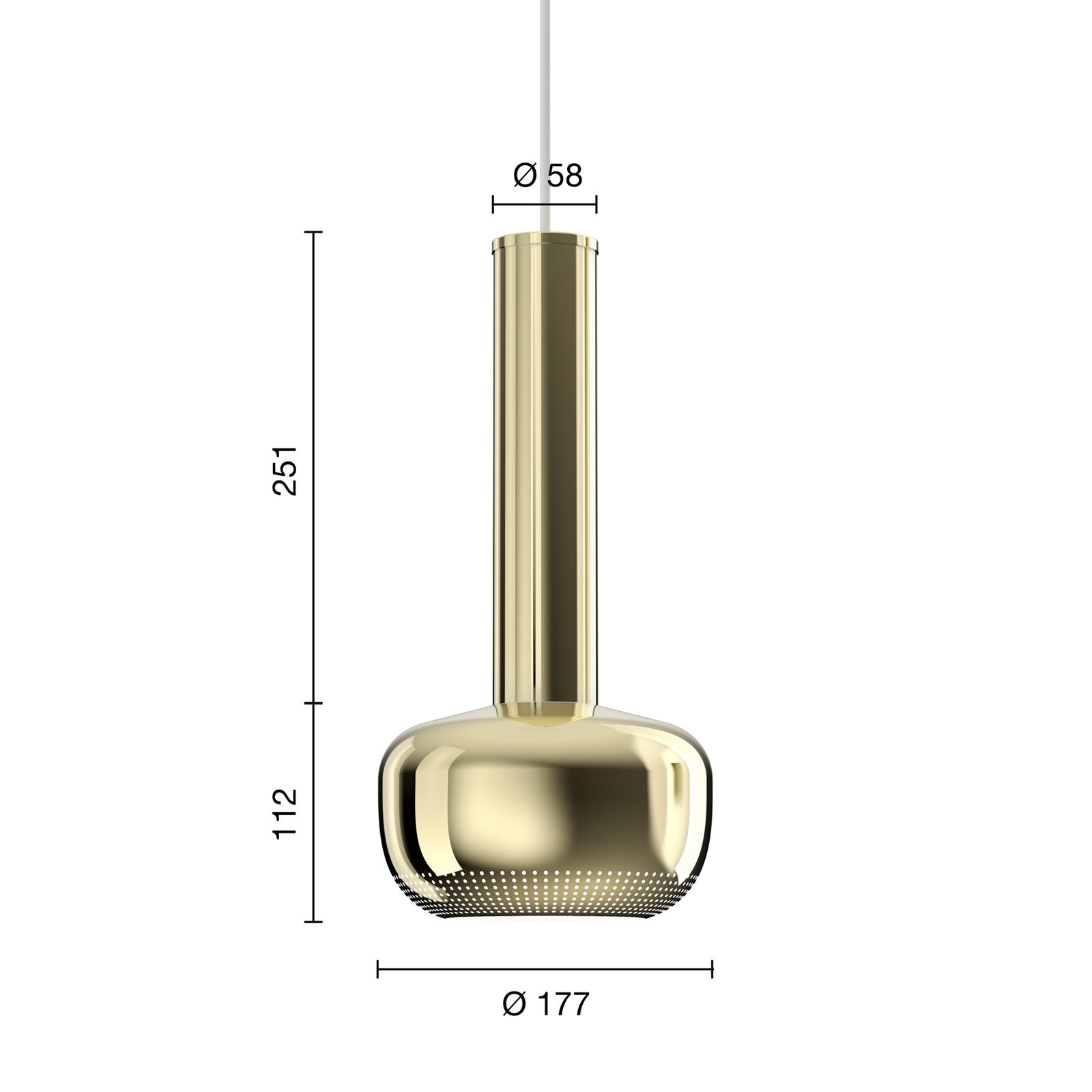 Louis Poulsen VL 56 hanging light polished brass