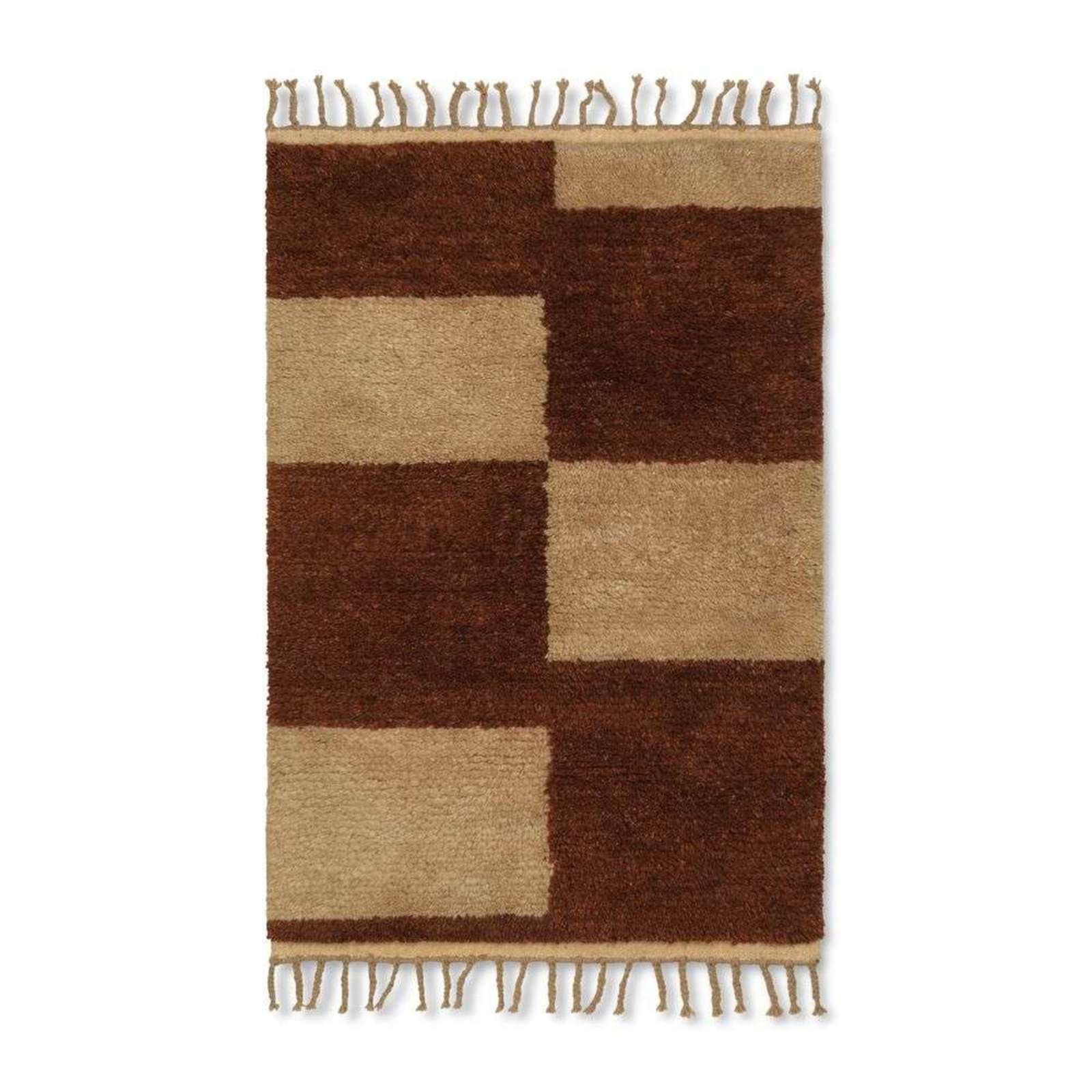 Mara Knotted Rug L Dark Brick/Off-White - ferm LIVING