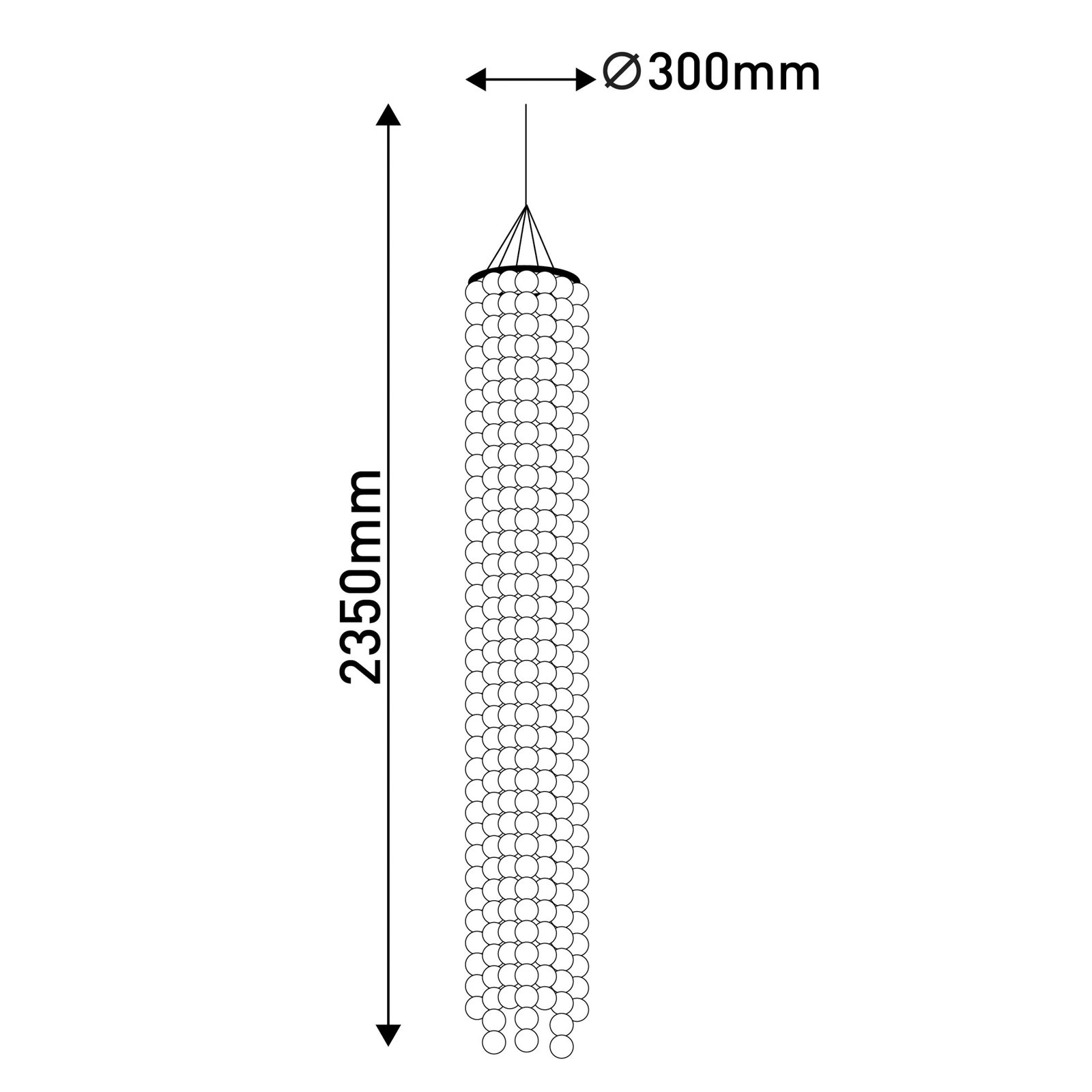 "Capiz" pakabinamas šviestuvas su kriauklėmis, aukštis 235 cm