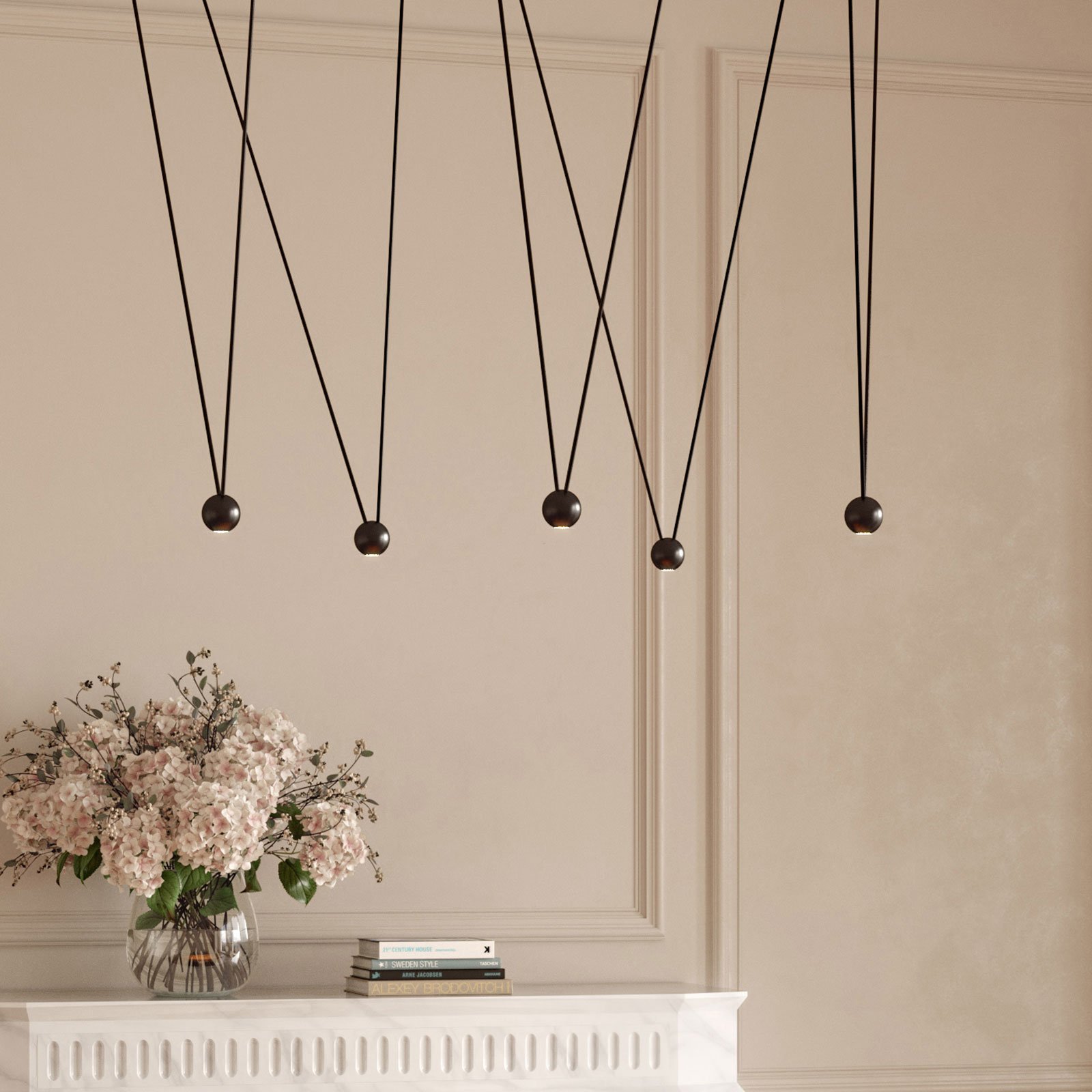 LEDS-C4 Punto Multiple Surfaced hanging lamp black, for Living / Dining Room, aluminium, 18.5 W, energy efficiency: A+