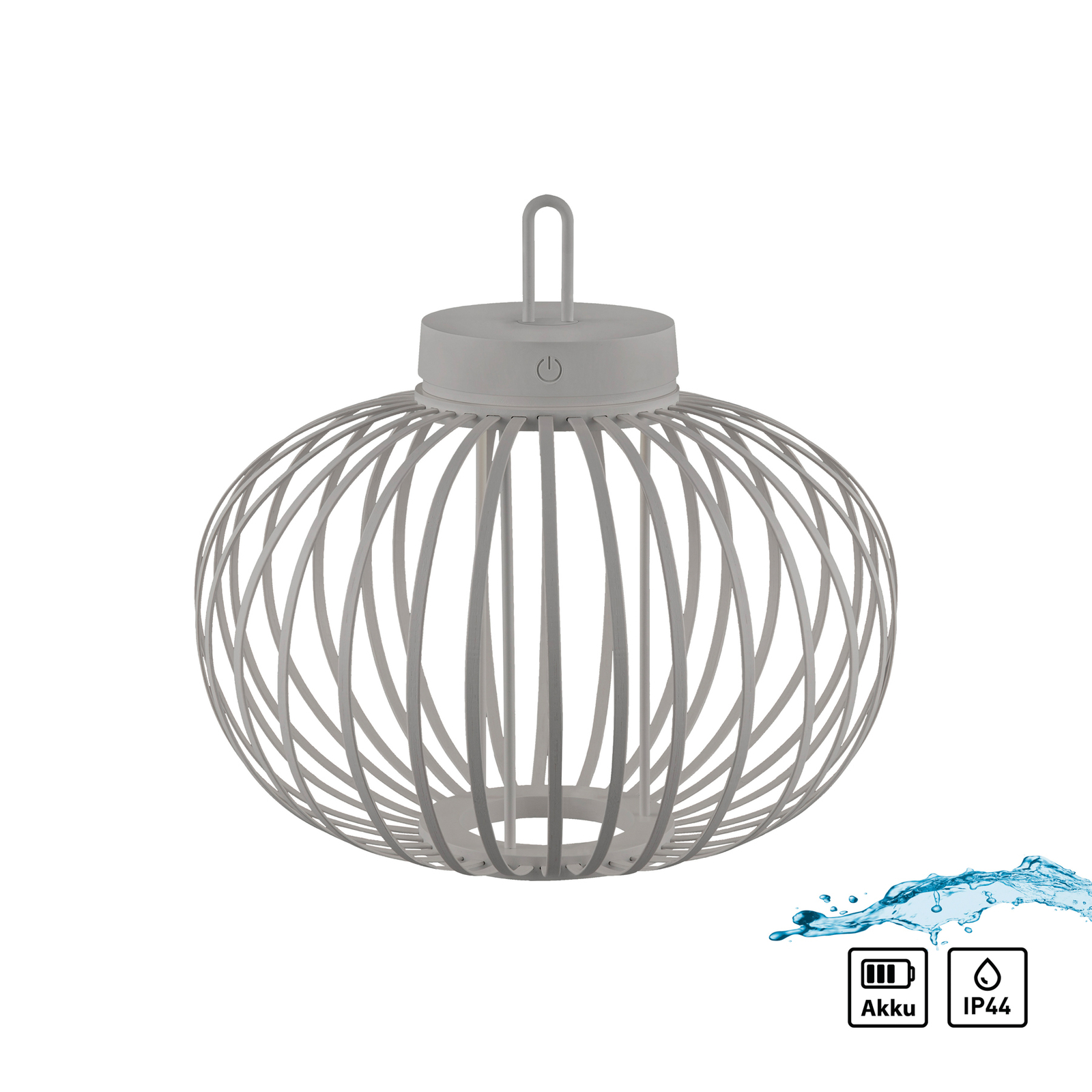 JUST LIGHT. LED-bordlampe Akuba gråbeige 33 cm bambus