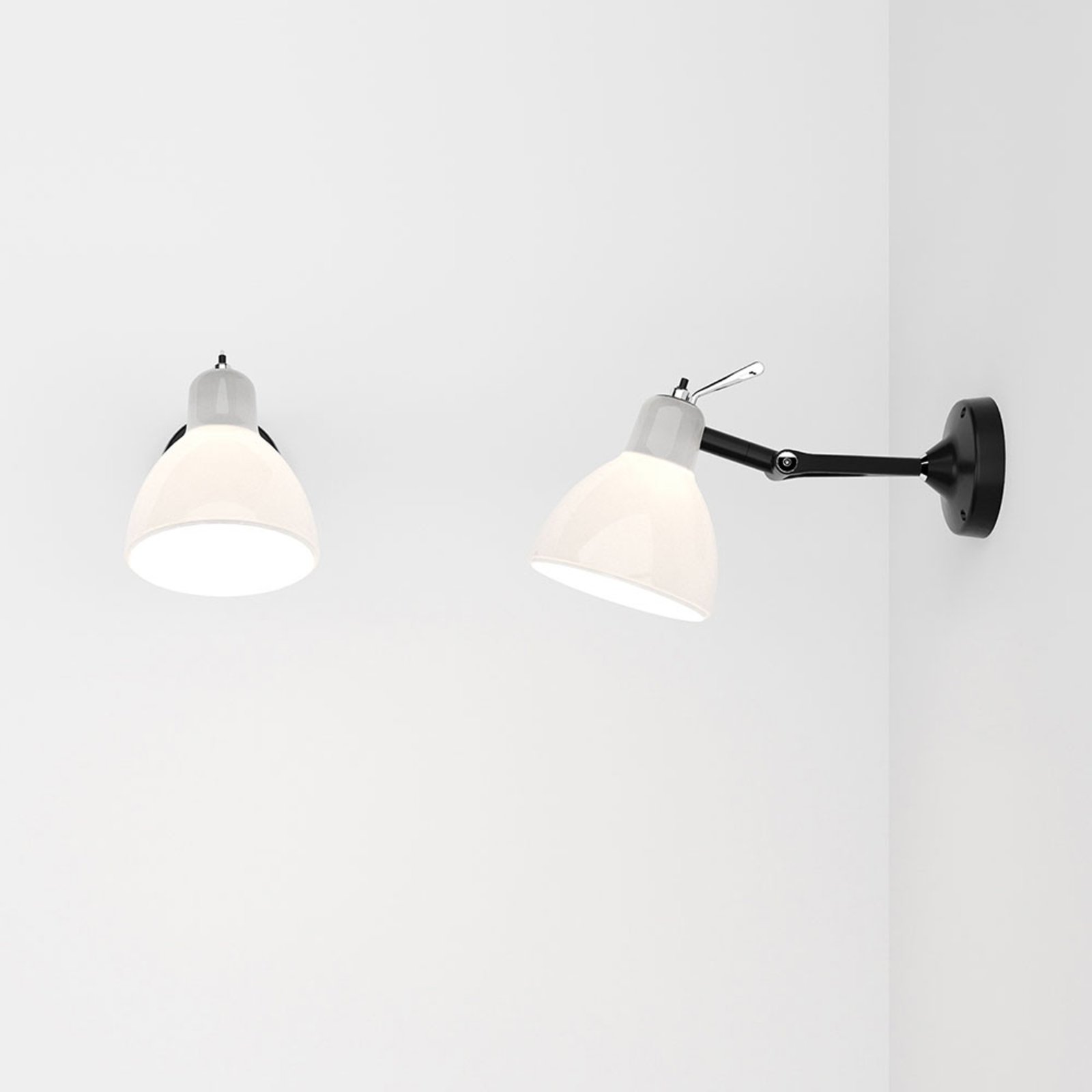 Luxy H0 Glam wall light, black/white, glass - Rotaliana