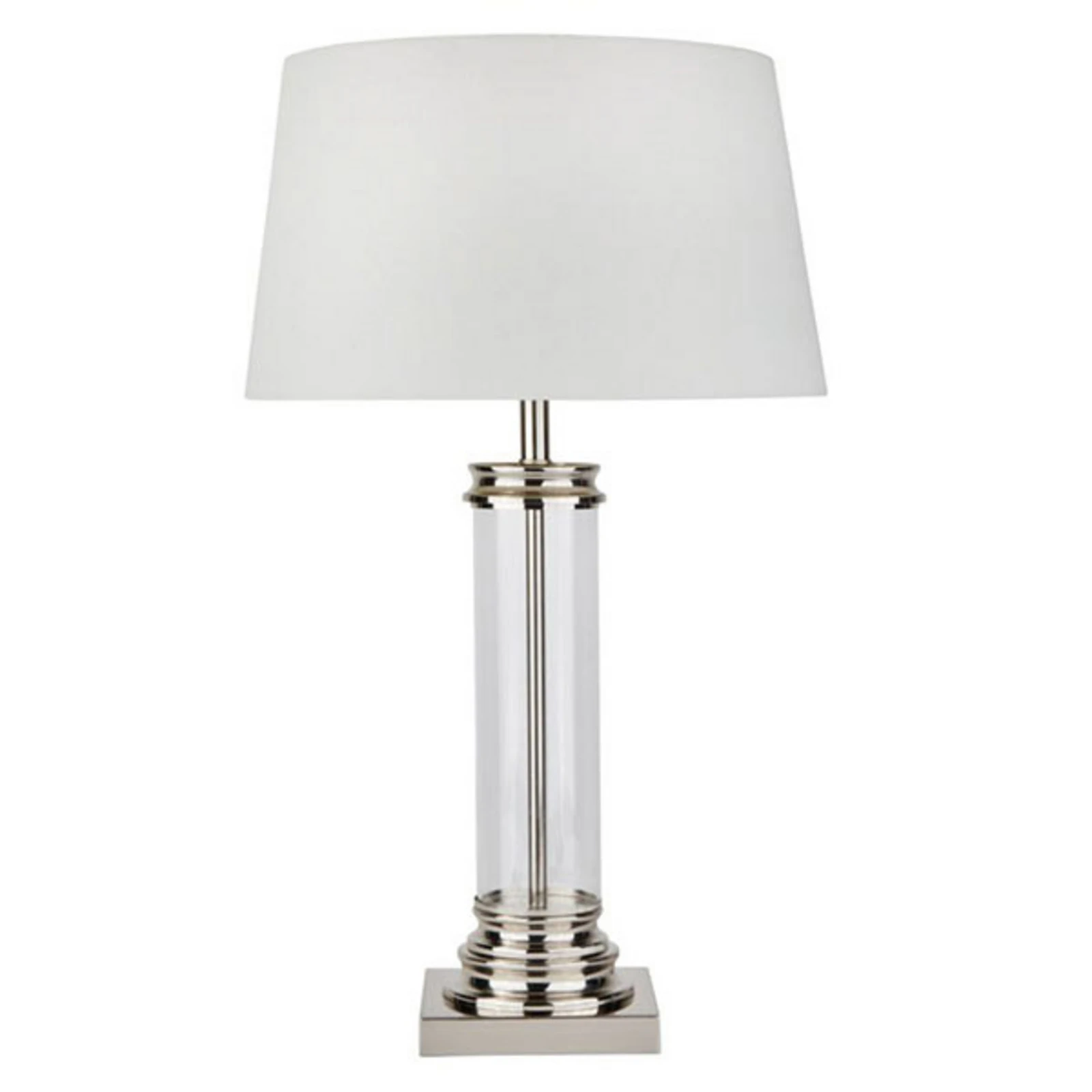 Tafellamp Pedestal, zilver met kap in crème