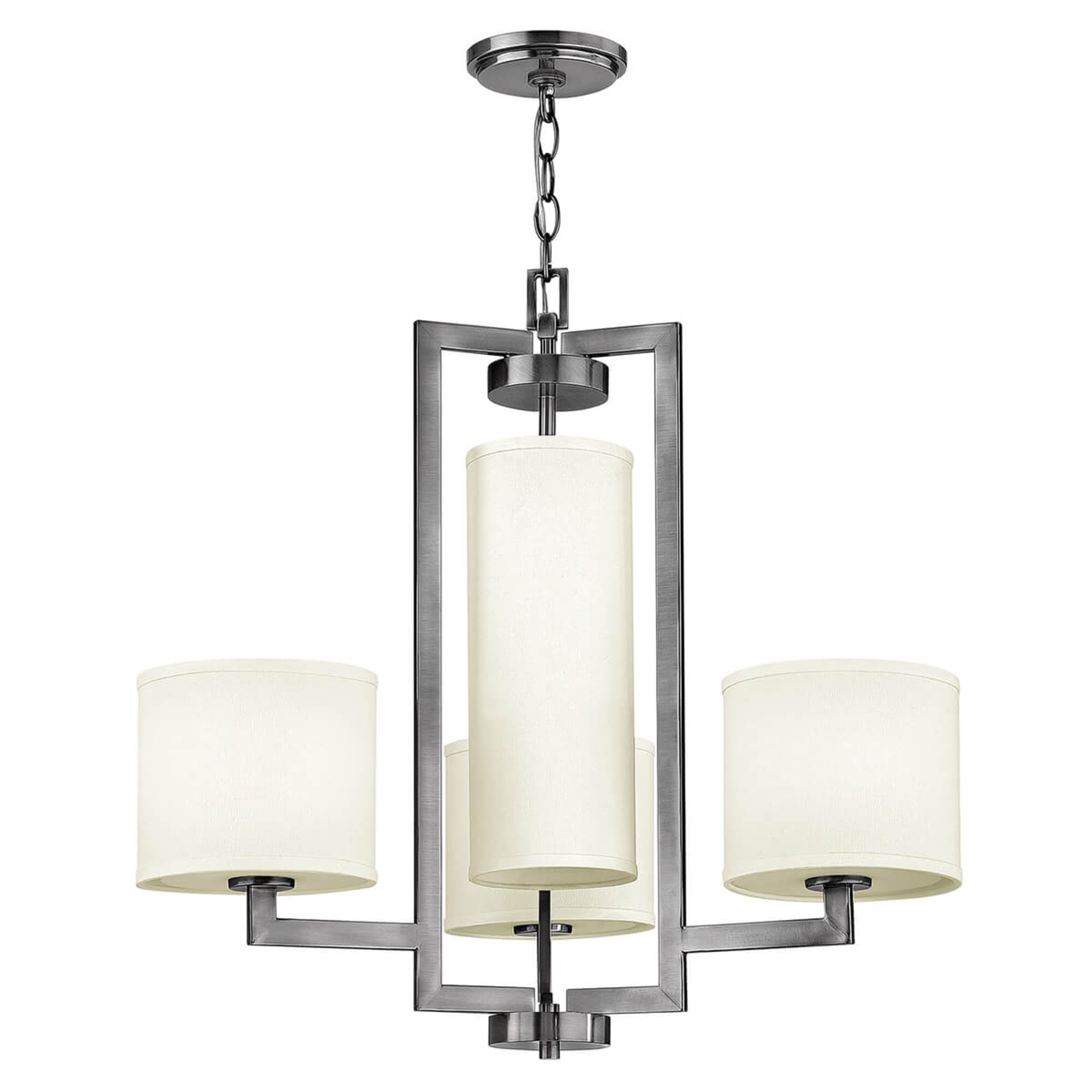 HINKLEY Four-bulb chandelier Hampton, for Living / Dining Room, metal, fabric, E27, 100 W, energy efficiency: A++, H: 62.2 cm