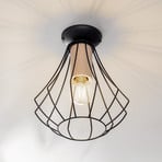 Will ceiling light, light wood, black cage