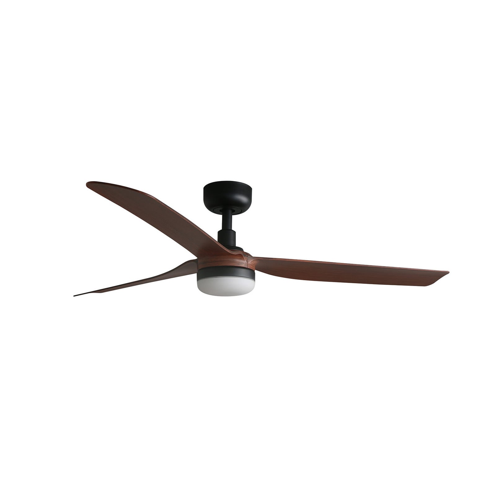 LED stropní ventilátor Punt M, černý/dřevo, DC, tichý, 130 cm