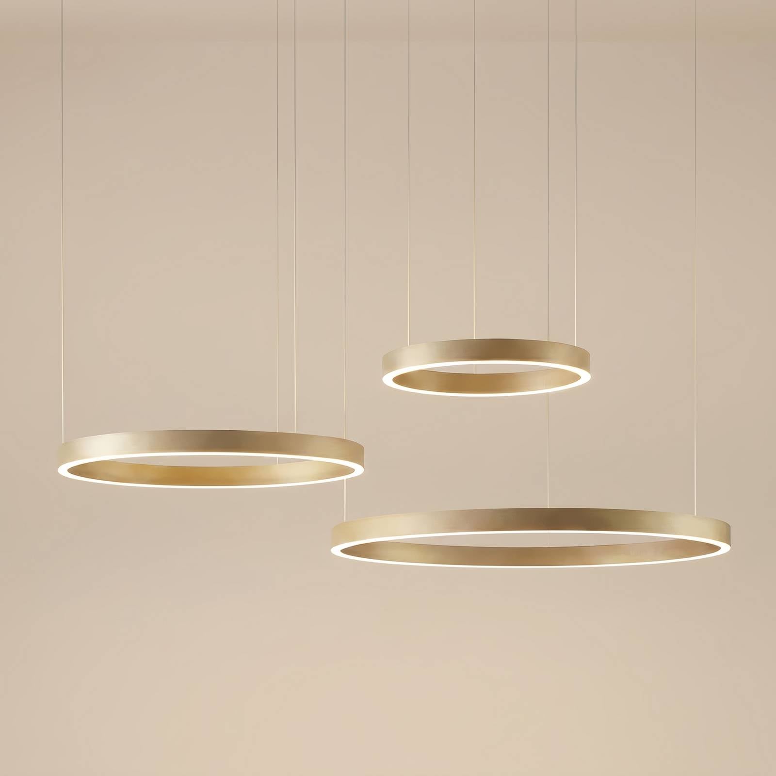Żyrandol LED Quitani Aureon, złota, Ø 80 cm, ściemniany, CCT