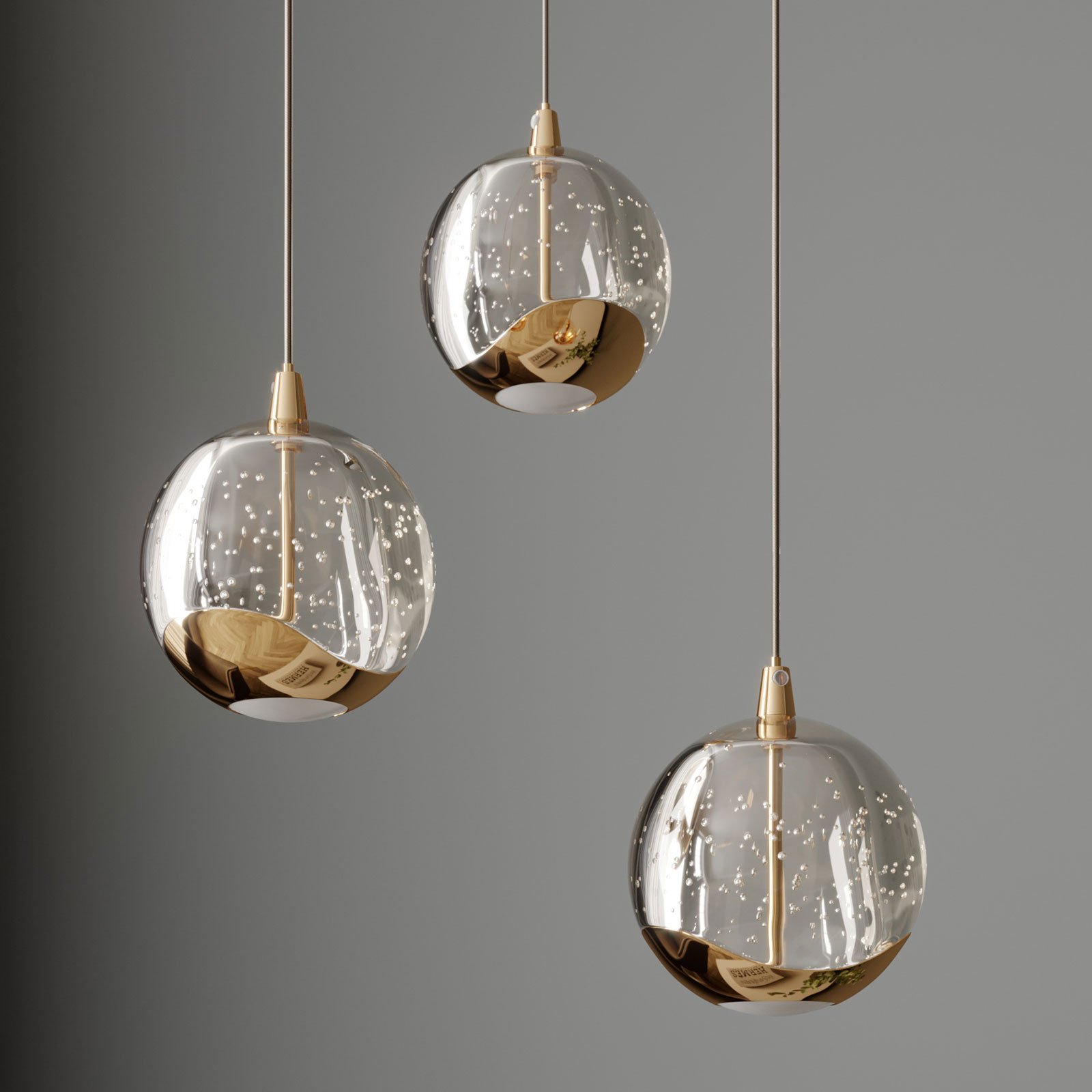 Hayley 3 Pendelleuchte Clear/Gold - Lucande