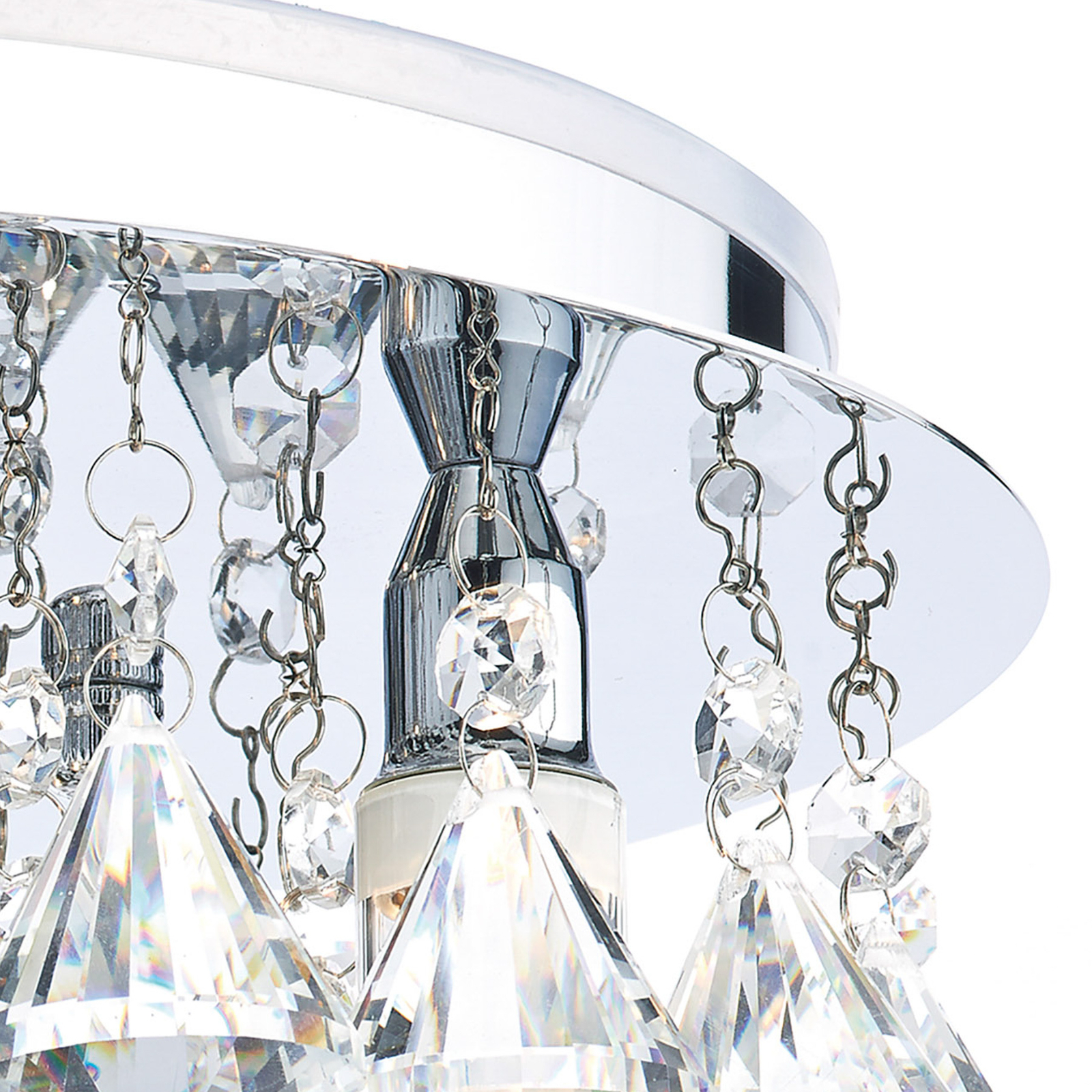 Fringe crystal ceiling light with IP44 protection