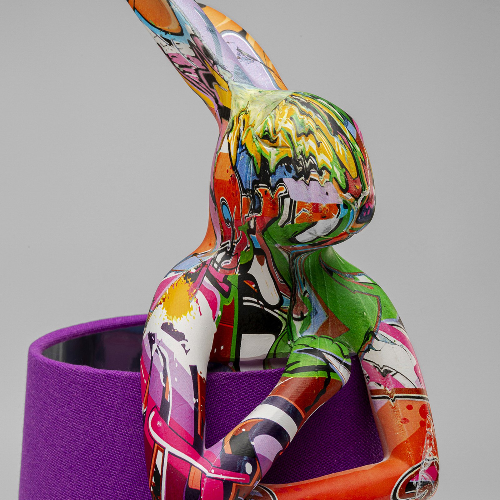 KARE tafellamp Animal Rabbit, paars/graffiti, 50 cm, E14