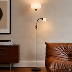 Lindby Ingrid floor lamp, black and white, 175 cm, reading light