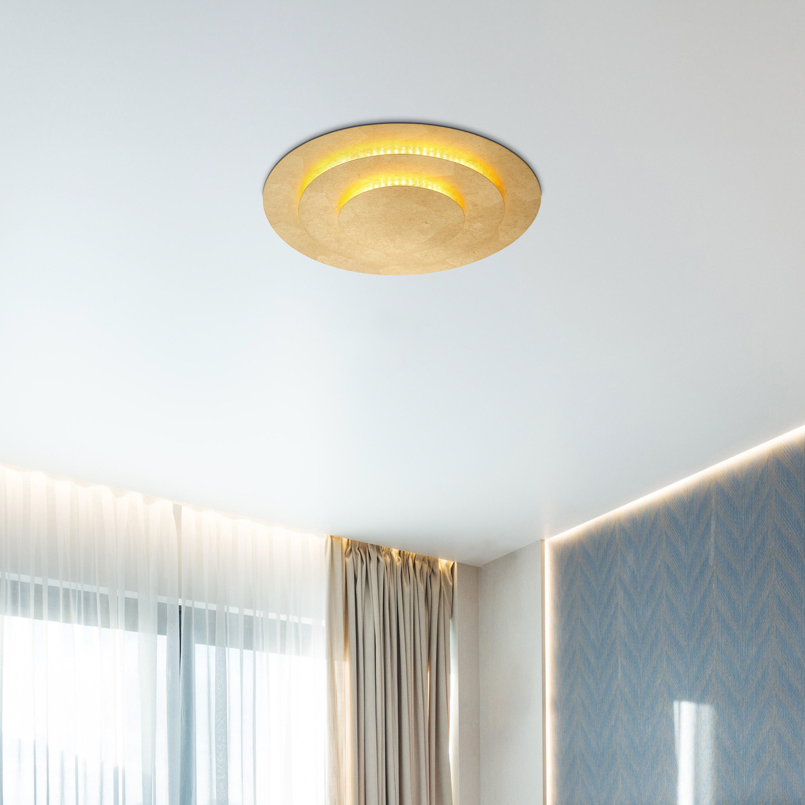 Heda LED-taklampe, Ø 35 cm, gullfarget, metall