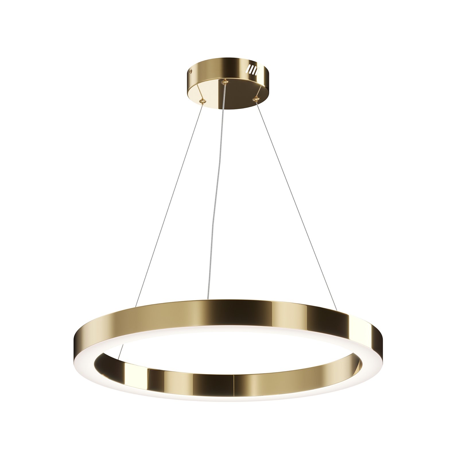 Maytoni Saturno LED pendant light, ring shape, brass
