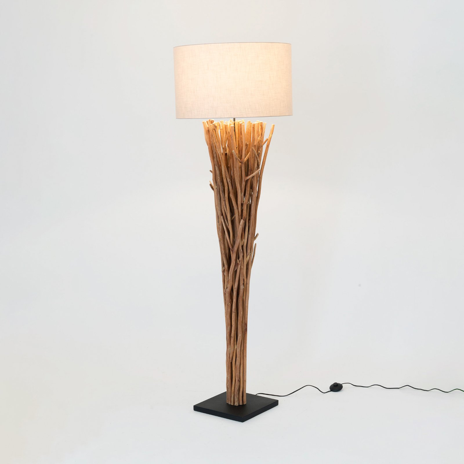 Palmaria floor lamp, wood-coloured/beige, height 177 cm, wood