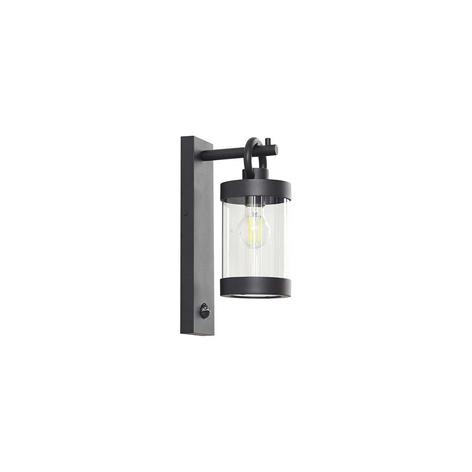 Lindby buitenwandlamp Yrene, zwart, aluminium, sensor