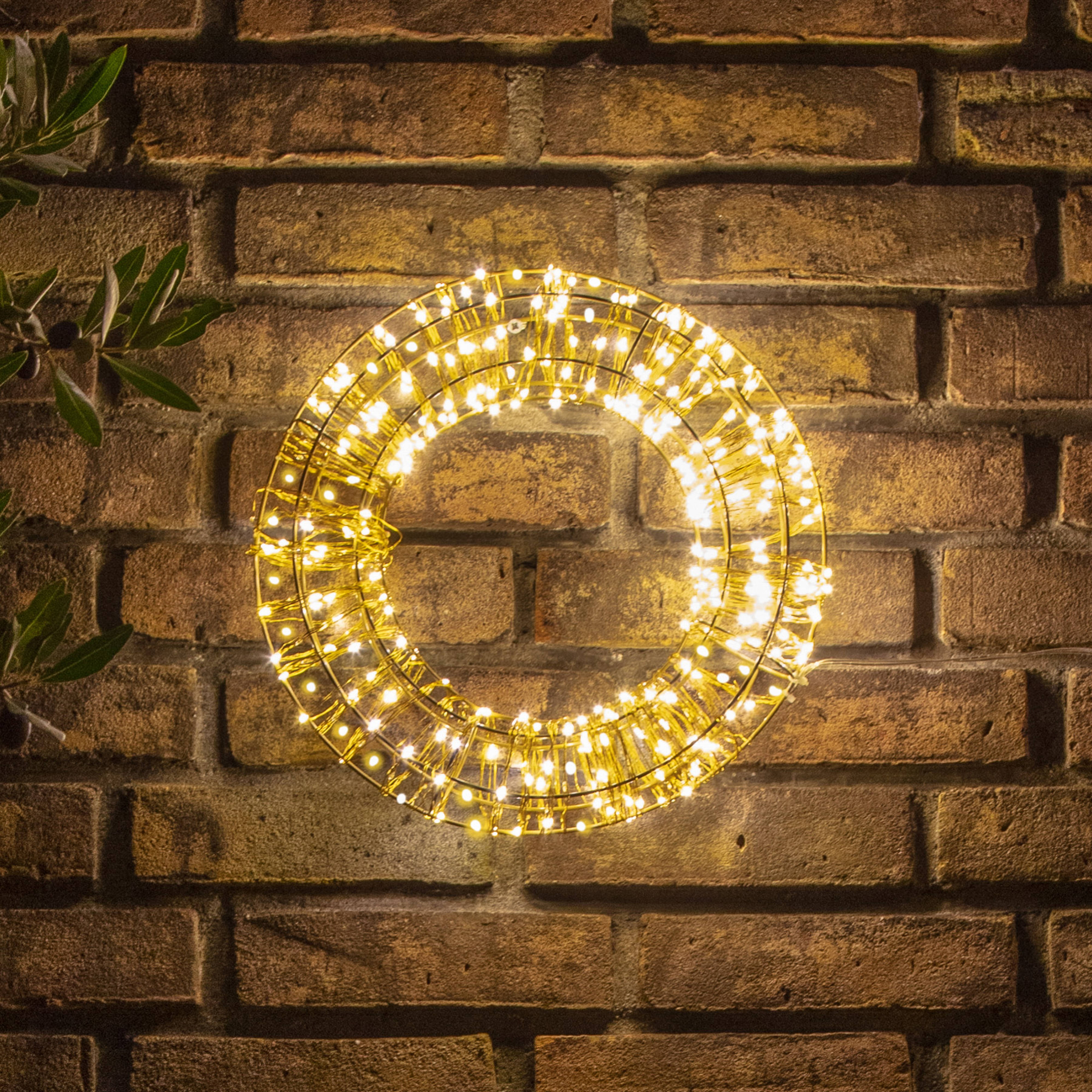 Corona de Navidad LED, dorada, 400 LED, Ø 30cm