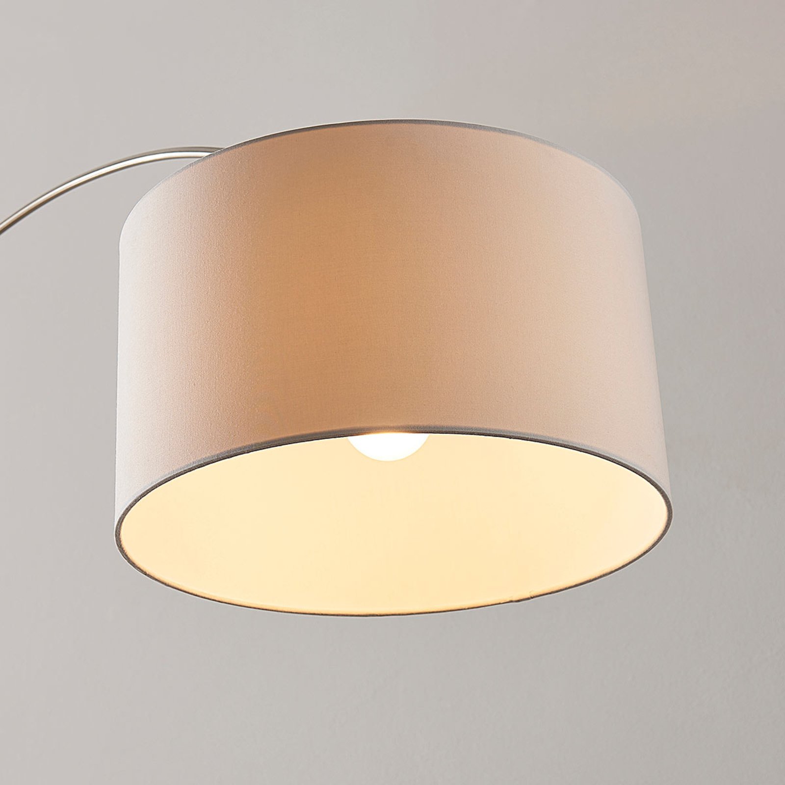 Railyn arc floor lamp, white fabric lampshade