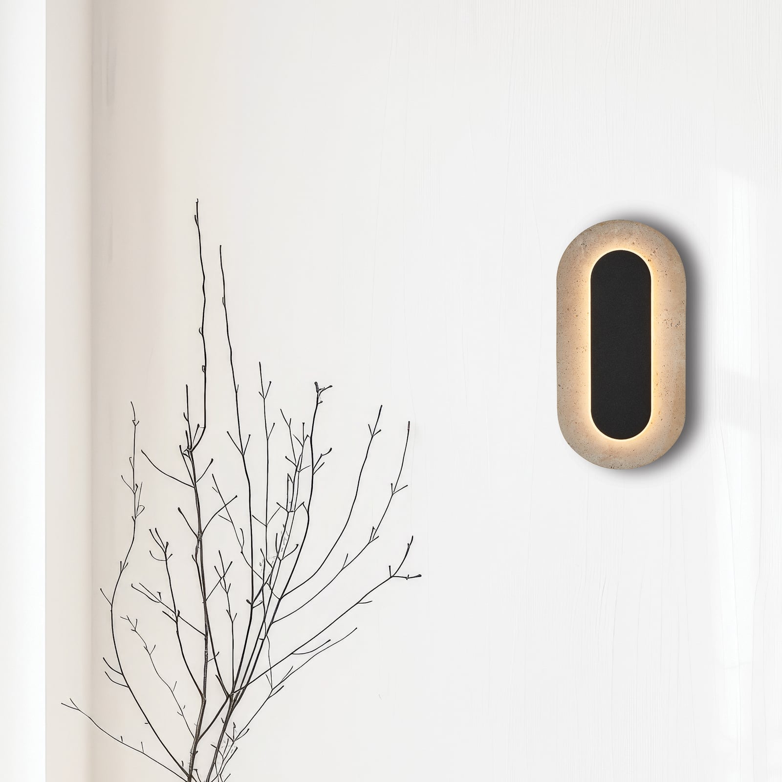 Επιτοίχια λάμπα LED Miranda, μπεζ/μαύρο, ύψος 30 cm, πέτρα