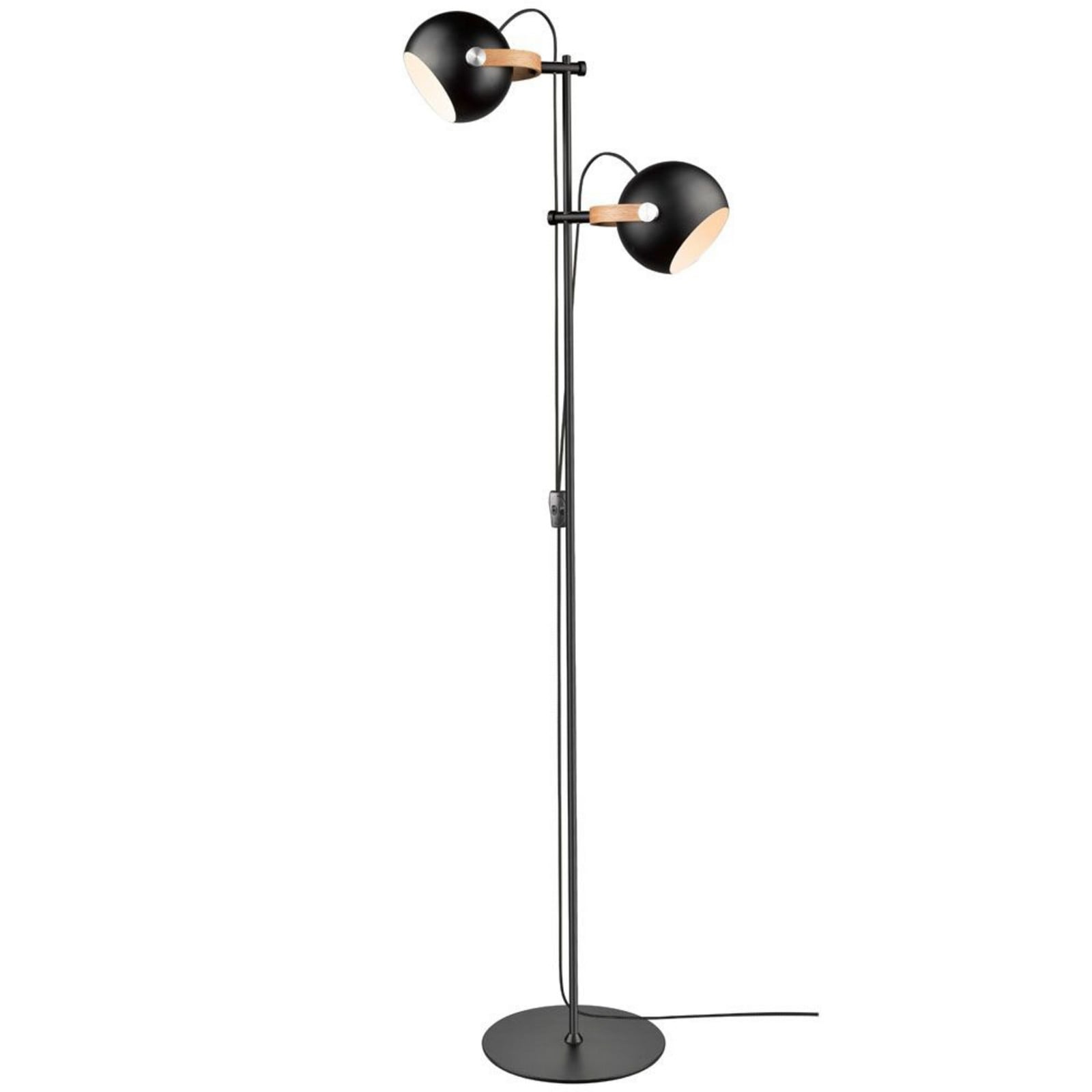 D.C Gulvlampe 2L Ø18 Black/Oak Halo Design - Stue - Glas billede