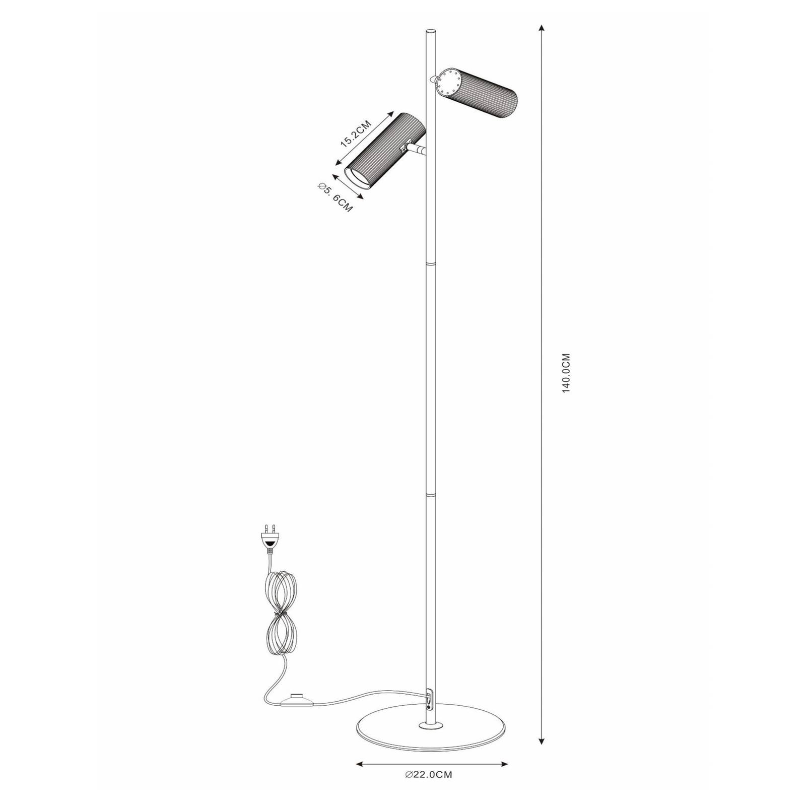 Image of Lucide Lampadaire Clubs tête pivotant/inclinable, noir 5411212093479