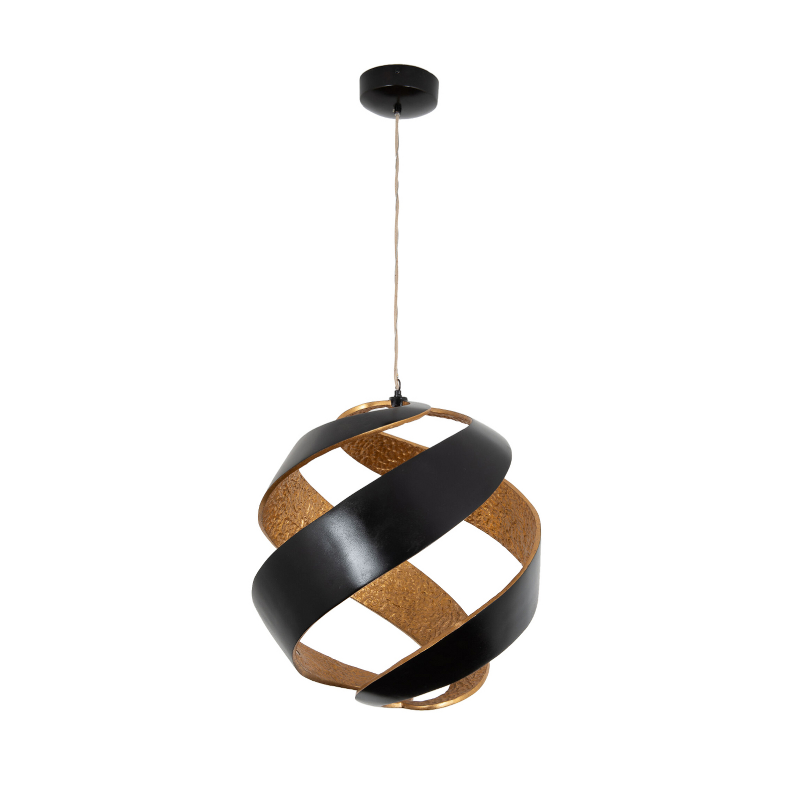 LED-Hängelampe INFULUCE, schwarz/gold, Ø 52 cm, Metall, dim