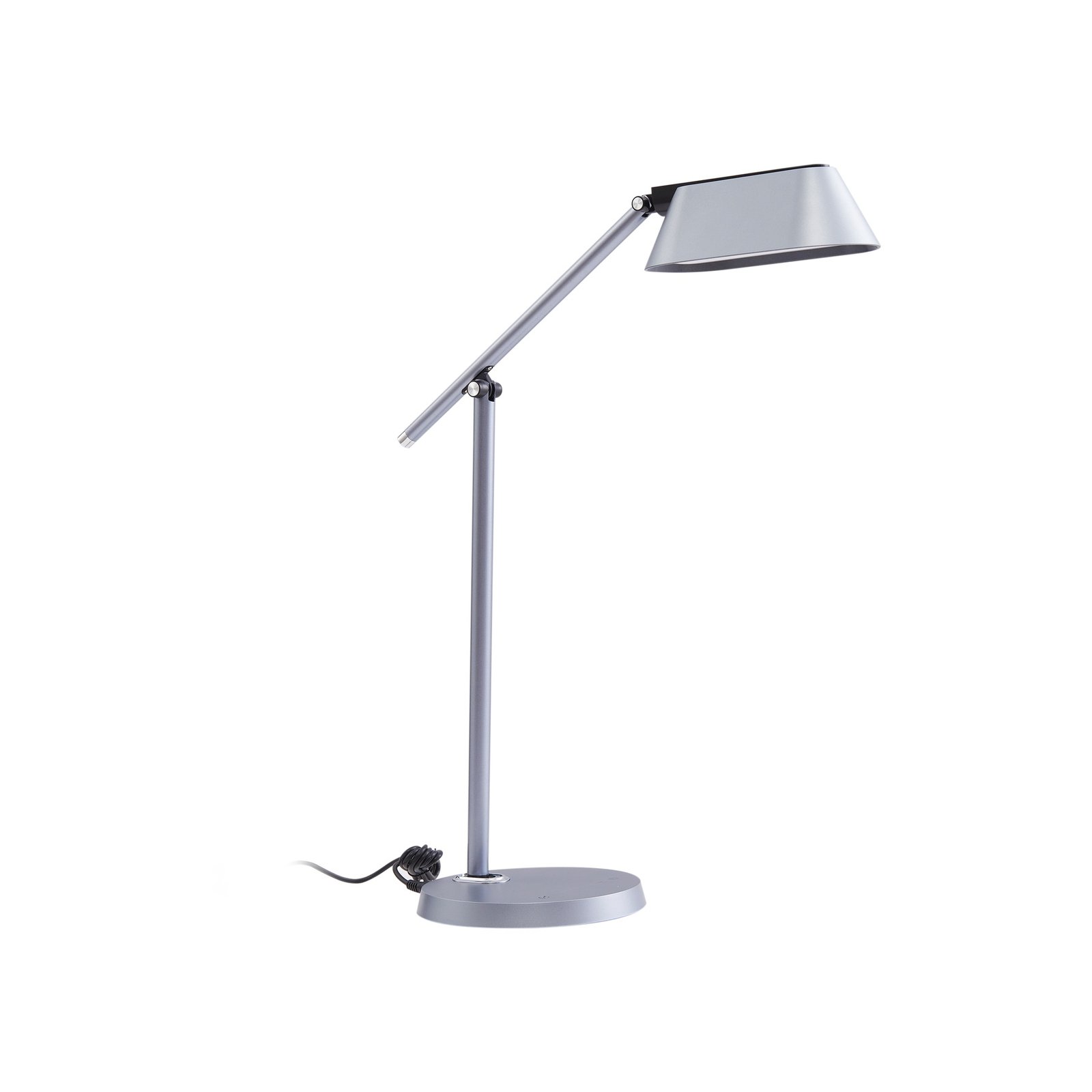 Lindby LED-pöytävalaisin Thies, harmaa, ABS, korkeus 78cm, himmennettävä