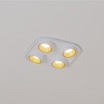 BEGA Studio Line LED recessed spotlight, white/brass, 4-bulb.