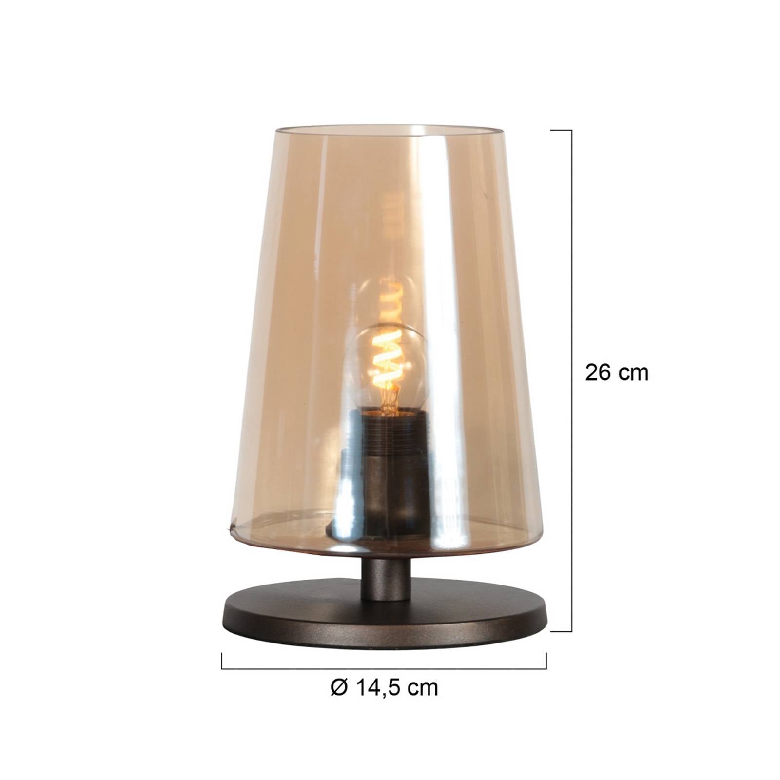 Steinhauer Lampe de table Ancilla marron/ambre, 26 cm, métal, verre, E27