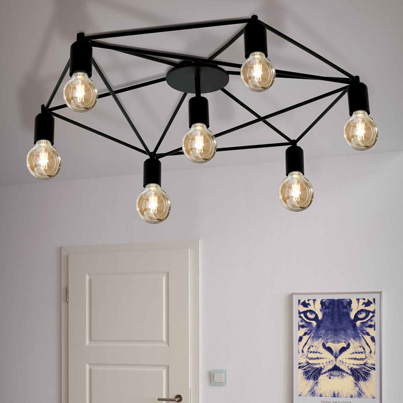 Staiti ceiling light black without lampshades