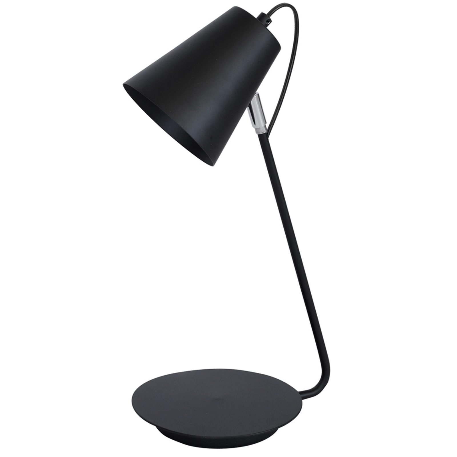 LUMINEX 8297 conical table lamp chrome detail, black, for Living / Dining Room, metal, E27, 60 W, energy efficiency: A++, W: 19 cm, H: 38 cm
