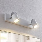 Foco Lindby Kardo, 2 luces blanco, metal, IP44