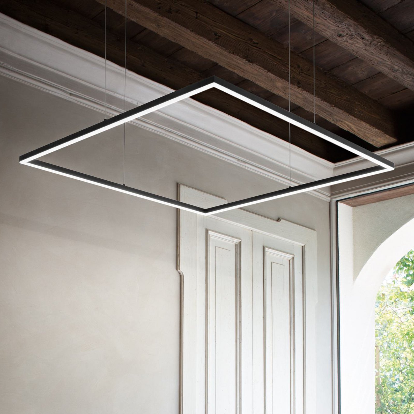 Ideal Lux LED-Pendel Oracle Slim 90 x 90 cm schwarz 3.000 K